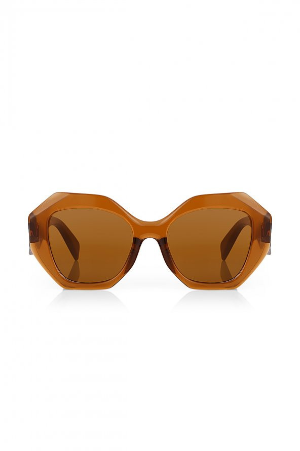 Nairobi Brown Geometrik Oversize Unisex Güneş Gözlüğü - Resim 2