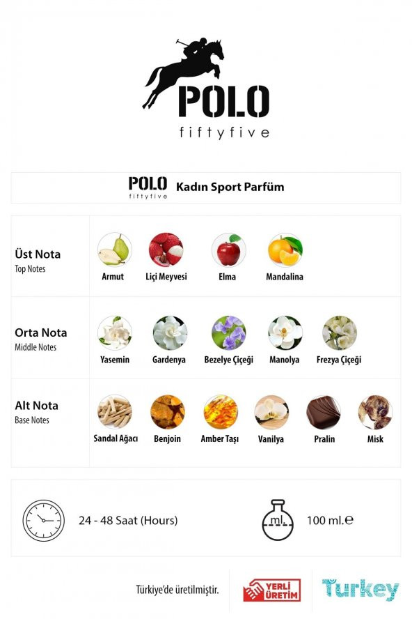 POLO55 Pembe Kadın Parfüm 100 ML EDP Polofpw002 - 2