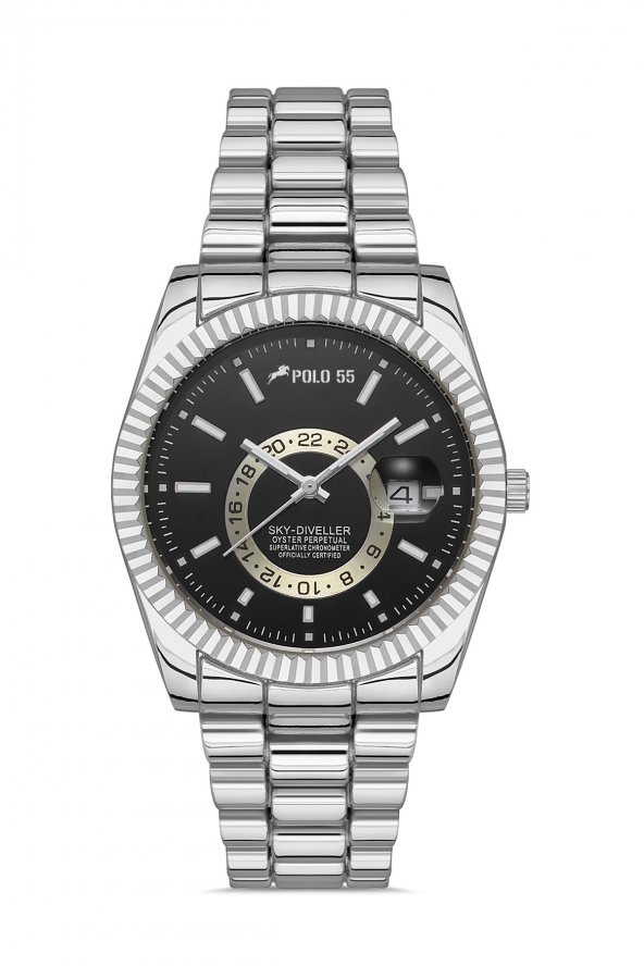 Dekoratif Göstergeli Gümüş Metal Kordon Unisex Kol Saati PLUM004R003