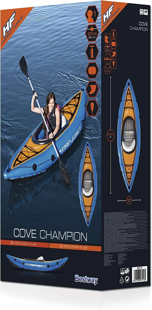 Bestway 65115, Hydro-Force Şişme Kano, Tek Kişilik Kürekli SET- 275x 81x45 cm - 2