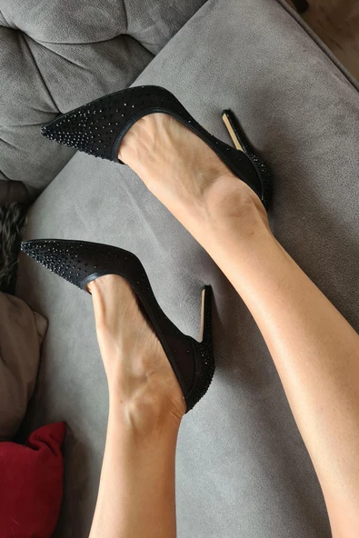 036 4168 Topukla Kadın 10 cm Topuklu Taşlı Abiye Ayakkabı - Resim 4