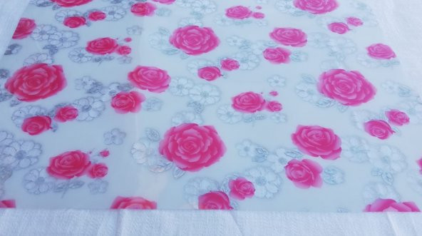 ŞEFFAF DESENLİ  100cm x 200cm MASA PENBE ÖRTÜSÜ 1.7mm KALIN PVC KAYMAZ MASA ÖRTÜSÜ - 2