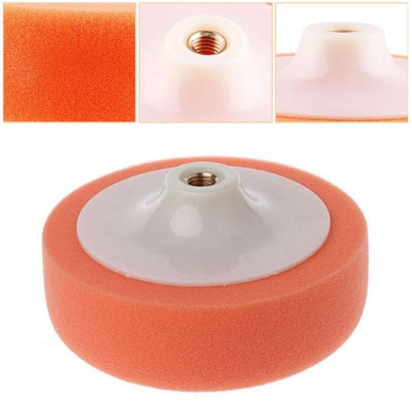 Pasta Cila Polisaj Süngeri Zımpara Tabanlı Turuncu 150 mm + M14 Matkap Aparatı - 4
