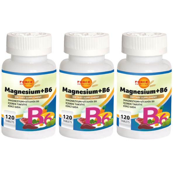 Force Nutrition Magnesium Vitamin B6 Magnezyum 3X120 Tablet