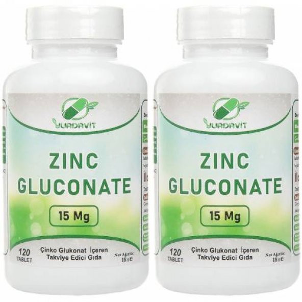 Yurdavit Çinko Glukonat 2X120 Tablet Zinc Glunate