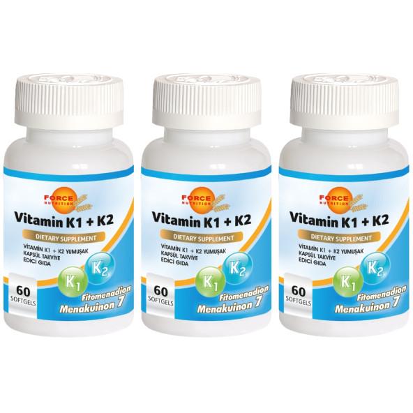 Force Nutrition Vitamin K1 Vitamin K2 3X60 Softgel