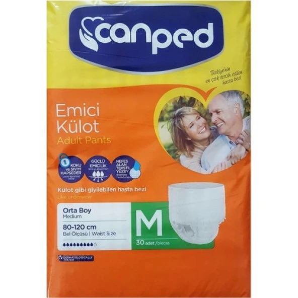 Canped Emici Külot Orta (Medium) Boy Hasta Bezi, 30 Adet