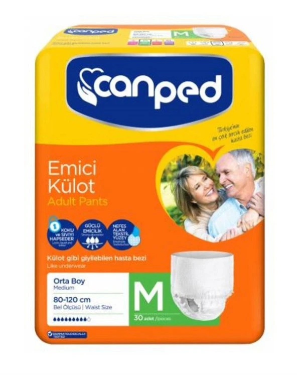 Canped Emici Külot Orta (Medium) Boy Hasta Bezi, 30 Adet - 2