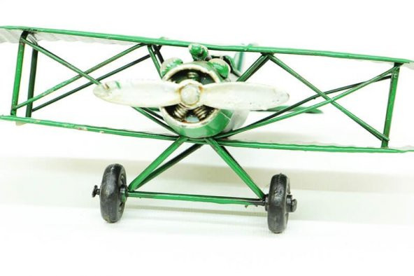 Dekoratif Metal Uçak Çift Kanatlı Dekoratif Biblo Hediyelik - 5