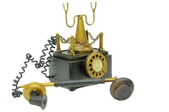 Dekoratif Metal Telefon Kumbaralı Biblo Hediyelik - 3