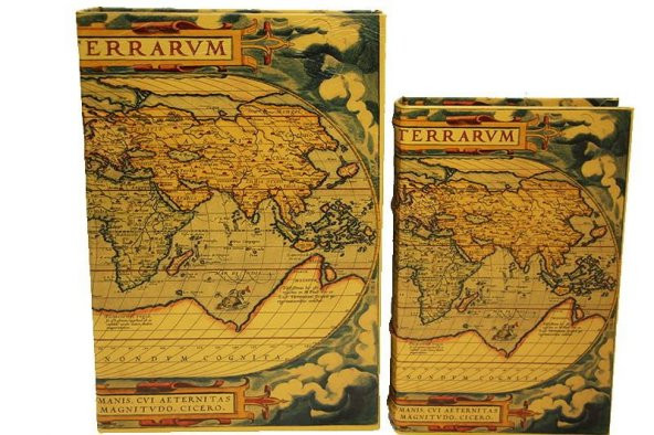 Kutu Kitap Harita 2li Set Dekoratif Hediyelik - 5