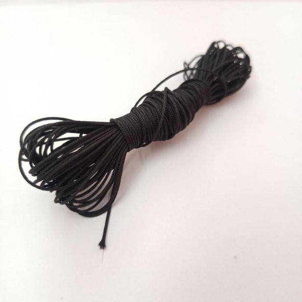 10 Metre Siyah Renk İçi Misinalı Makrome İpi Bileklik İpi Boncuk İpi - Resim 2