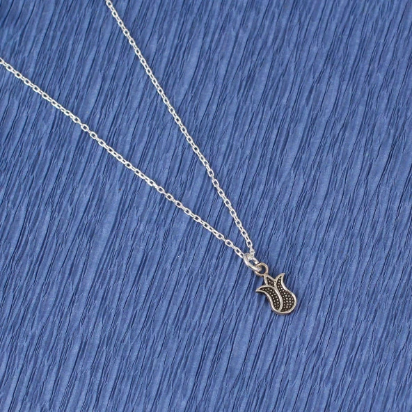 925 Ayar Gümüş Lale Kolye - Resim 2