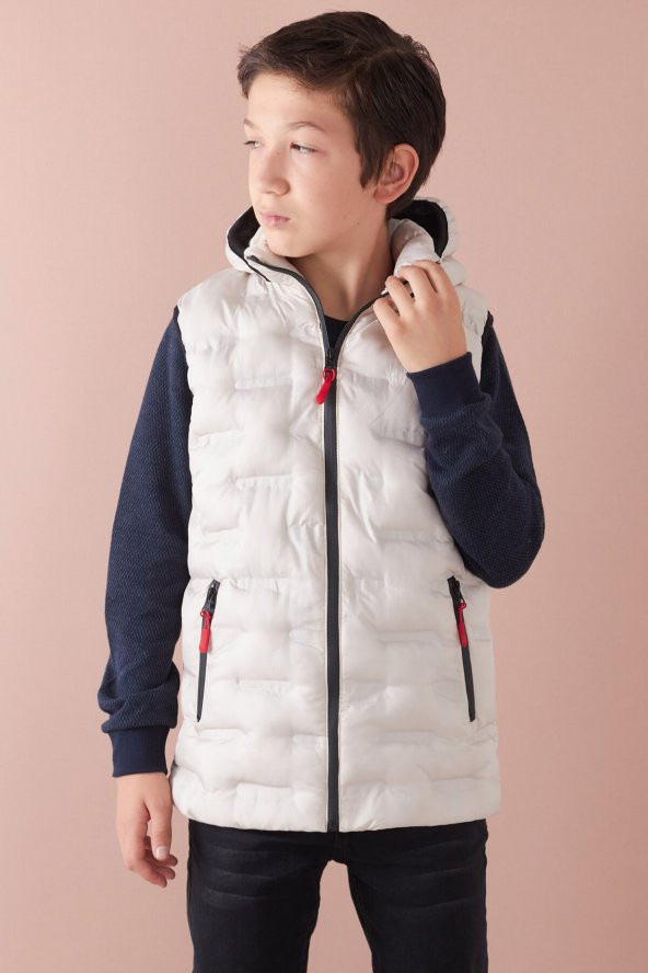 Erkek Çocuk Desenli Kapüşonlu Şişme Yelek 14582 - 2