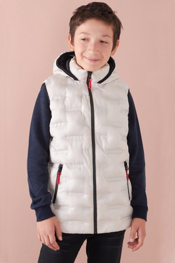 Erkek Çocuk Desenli Kapüşonlu Şişme Yelek 14582 - 3