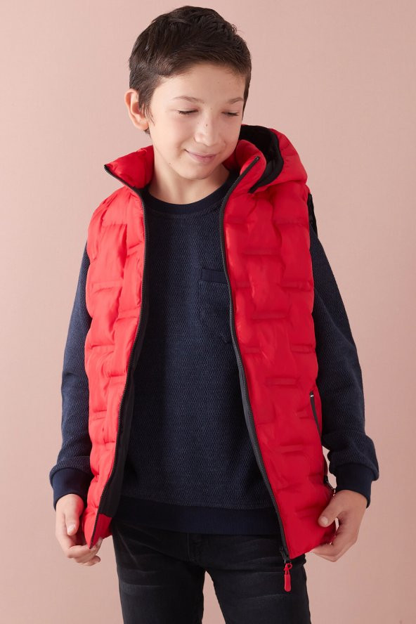 Erkek Çocuk Desenli Kapüşonlu Şişme Yelek 14582 - 5