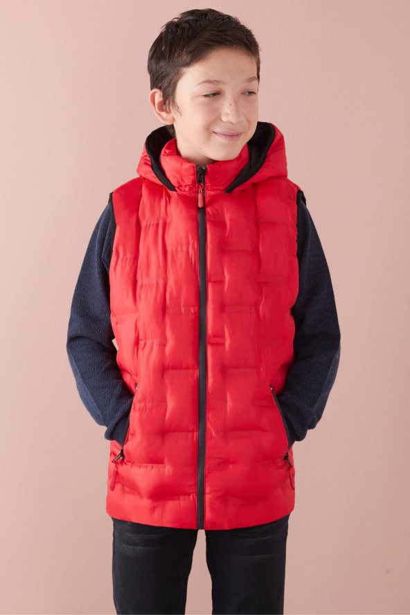 Erkek Çocuk Desenli Kapüşonlu Şişme Yelek 14582 - 8