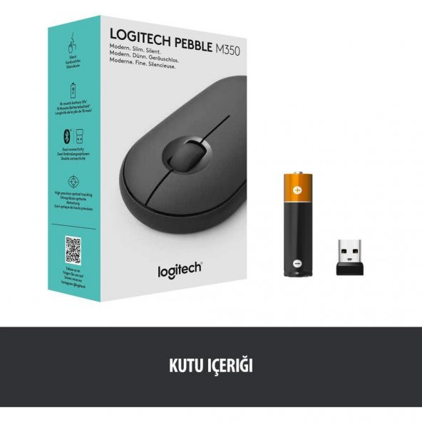 Logitech M350 Pebble Sessiz Kablosuz Kompakt Mouse Siyah - 8