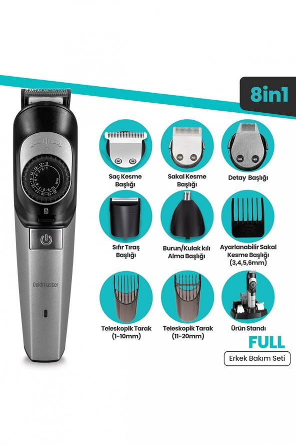GOLDMASTER GM-8125 FULL ERKEK BAKIM SETİ