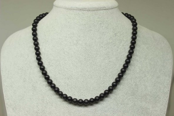 Shungite (Şungit) Taşı Kolye 6mm (Klipsli)