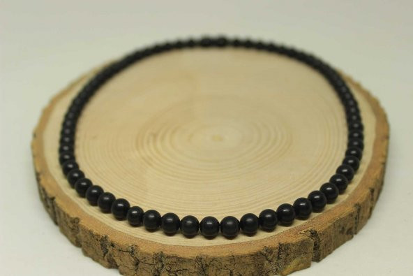 Shungite (Şungit) Taşı Kolye 6mm (Klipsli) - Resim 3