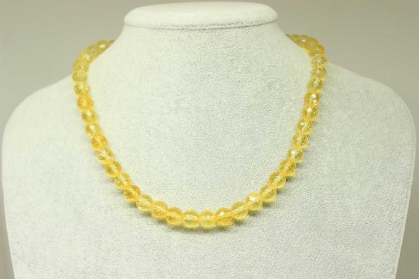 Sitrin Taşı Faset Kesim Kolye 8mm (Klipsli) ürün görseli