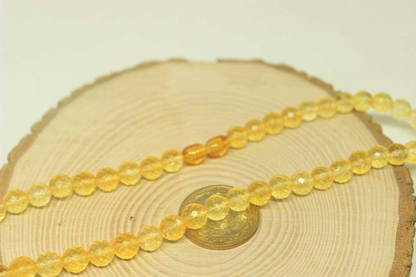 Sitrin Taşı Faset Kesim Kolye 8mm (Klipsli) - Resim 2