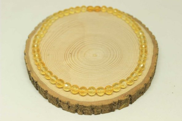 Sitrin Taşı Faset Kesim Kolye 8mm (Klipsli) - Resim 3