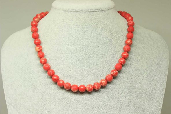 Varisit Taşı Nar Kırmızısı Kolye 8mm (Klipsli) ürün görseli