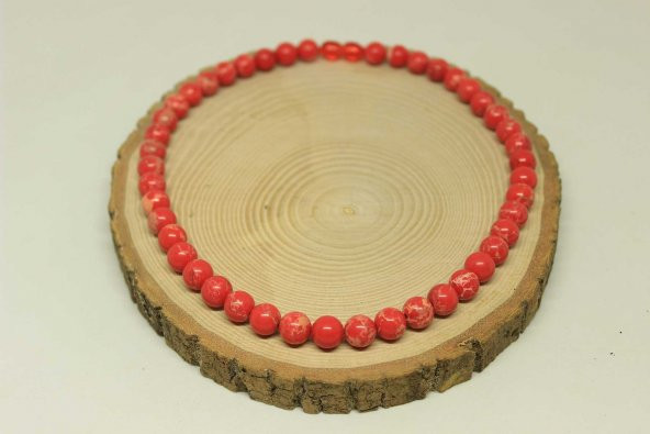 Varisit Taşı Nar Kırmızısı Kolye 8mm (Klipsli) - Resim 3