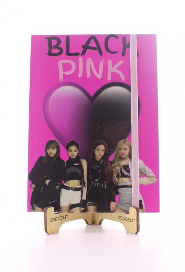 Lastikli Noktalı Sert Kapak Black Pink Defter