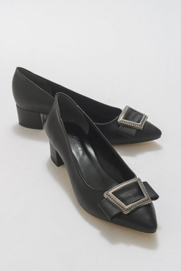 Büyük Numara Bayan Topuklu Klasik Tokalı Günlük Ayakkabı