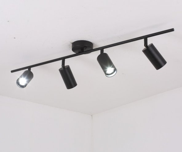 mylights  mat siyah  gün ışığı ledli 4lü les spot aydınlatma hareketli
