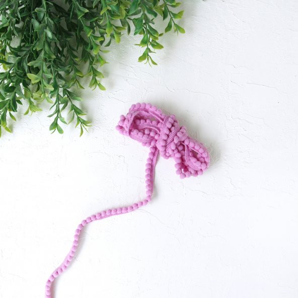 Lila minik ponpon şerit, 1 cm  5 metre - 1