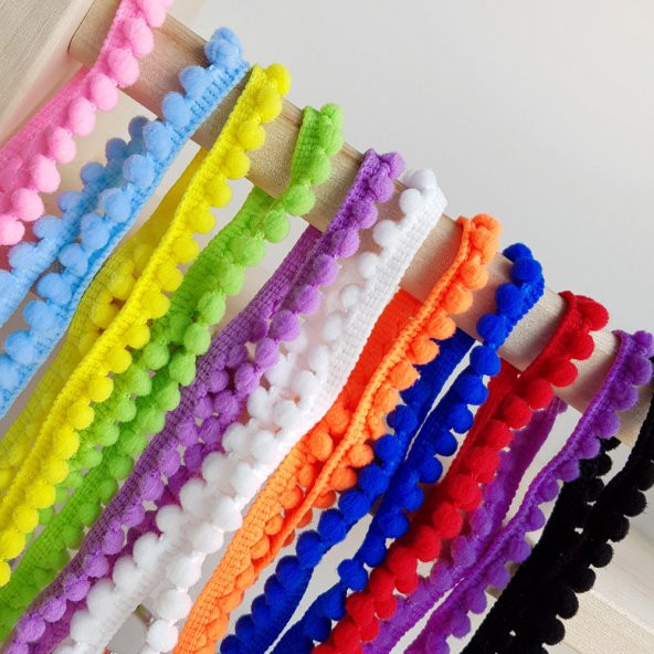 Lila minik ponpon şerit, 1 cm  5 metre - 5
