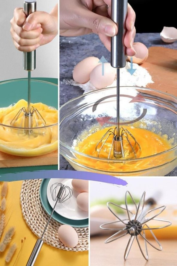Telvesse Yumurta Çırpma Aparatı Basmalı Çırpıcı El Mikseri 30 cm - 7