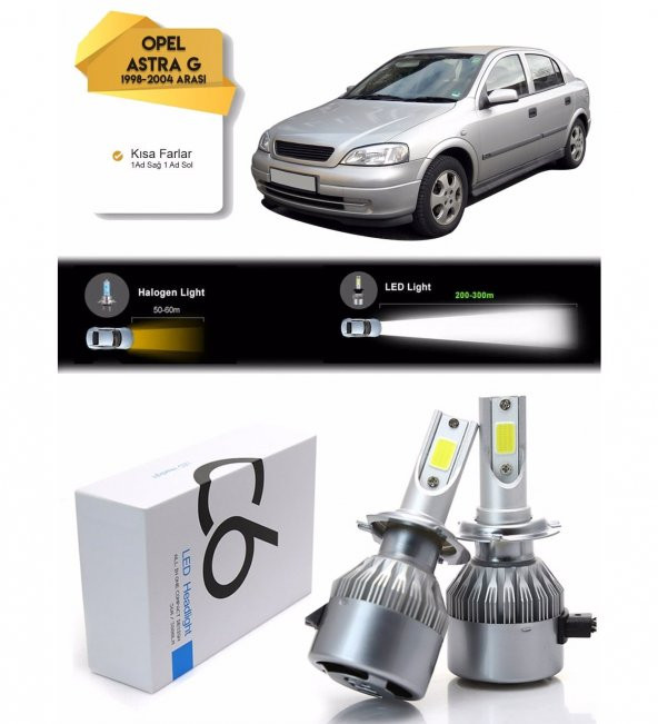 Opel Astra G Kısa Far Led Xenon Şimşek Etkili 1998-2004 Arası