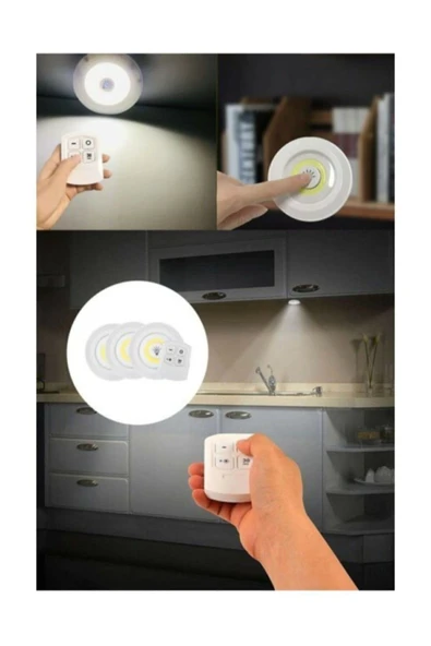 3lü Pilli Led Light Uzaktan Kumandalı Dolap İçi  Yapışkanlı - Resim 4