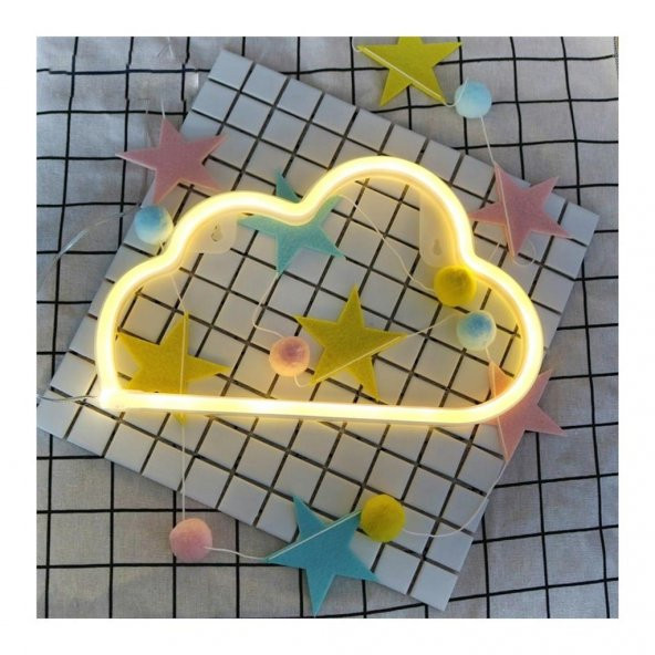 Sarı Bulut Neon Led  Masaüstü Neon Dekoratif Gece Lambası