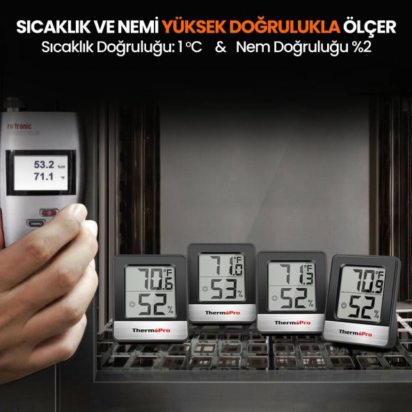 ThermoPro TP49B Mini Iç Mekan Dijital Sıcaklık ve Nem Ölçer Termometre - 6