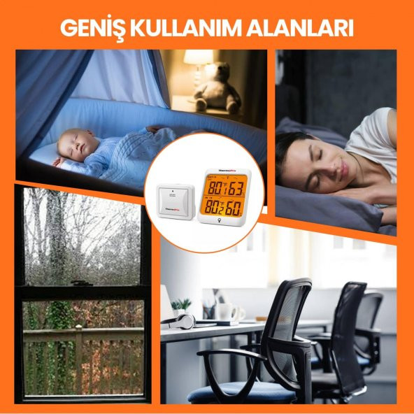 ThermoPro TP63C İç ve Dış Mekan (Sensörlü) Dijital Sıcaklık ve Nem Ölçer - Resim 7