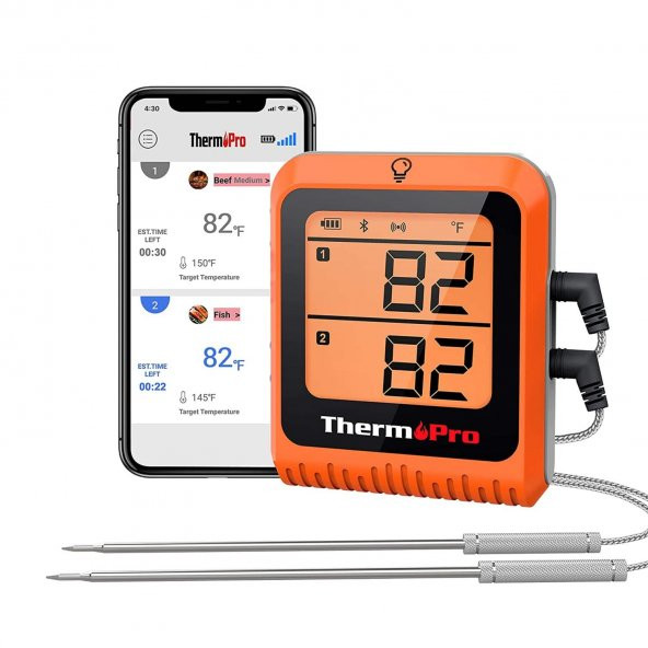 NPO ThermoPro TP920 Cep Telefonu Kontrollü, Bluetooth ve Çift Problu Profesyonel Gıda Pişirme Termometre