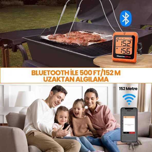 ThermoPro TP920 Cep Telefonu Kontrollü, Bluetooth ve Çift Problu Profesyonel Gıda Pişirme Termometre - 6