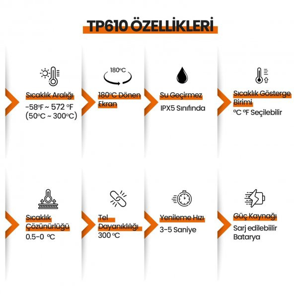 ThermoPro TP610 Su Geçirmez, Dijital ve Işıklı Çift Problu Katlanabilir Profesyonel Gıda Termometre - 9