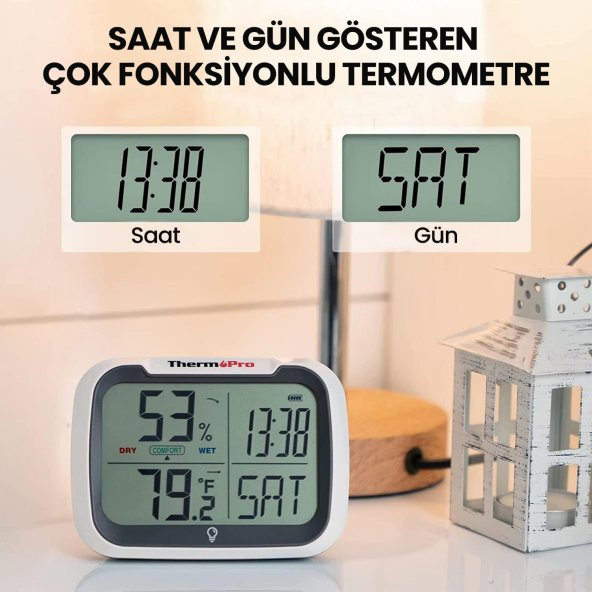 Thermopro TP393 APPli Saatli Limit Aşım Uyarılı  Iç Mekan Sıcaklık ve Nem Ölçer Termometre - 3