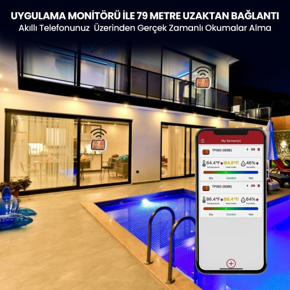 Thermopro TP393 APPli Saatli Limit Aşım Uyarılı  Iç Mekan Sıcaklık ve Nem Ölçer Termometre - 5