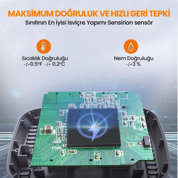Thermopro TP393 APPli Saatli Limit Aşım Uyarılı  Iç Mekan Sıcaklık ve Nem Ölçer Termometre - 6