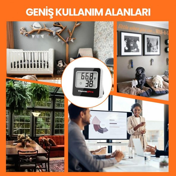 ThermoPro TP157 İç Mekan (Sera, Dolap, Bebek Odası) Hassas Sıcaklık ve Nem Ölçer Mini Termometre - 7