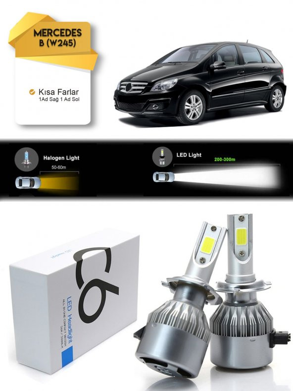 Mercedes B Serisi (W245) Kısa Far Led Xenon Şimşek Etkili