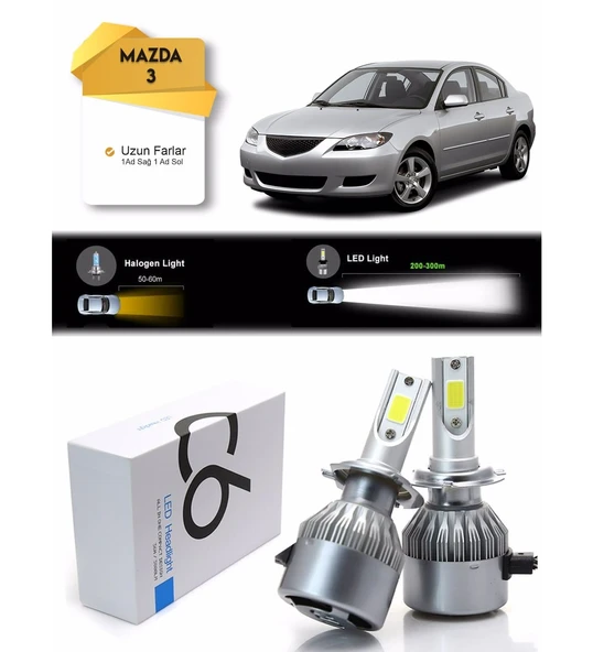 Mazda 3 Uzun Far Led Xenon Şimşek Etkili
